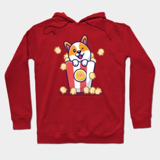 Cute Corgi Dog With Popcorn Hoodie